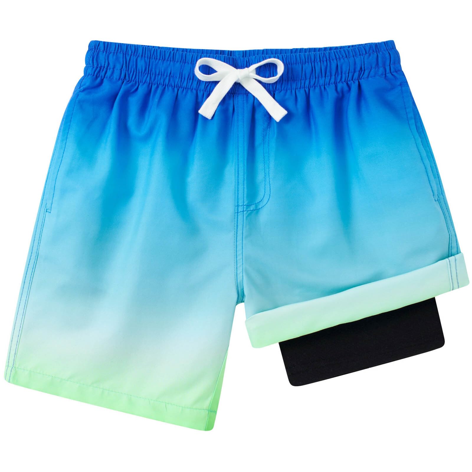 kids4ever Badehose Jungen Kinder Badeshorts mit Kompression Liner 2 in 1 Schnelltrocknend Strandhose Surf Shorts Kurze Schwimmhose 7-18 Jahre