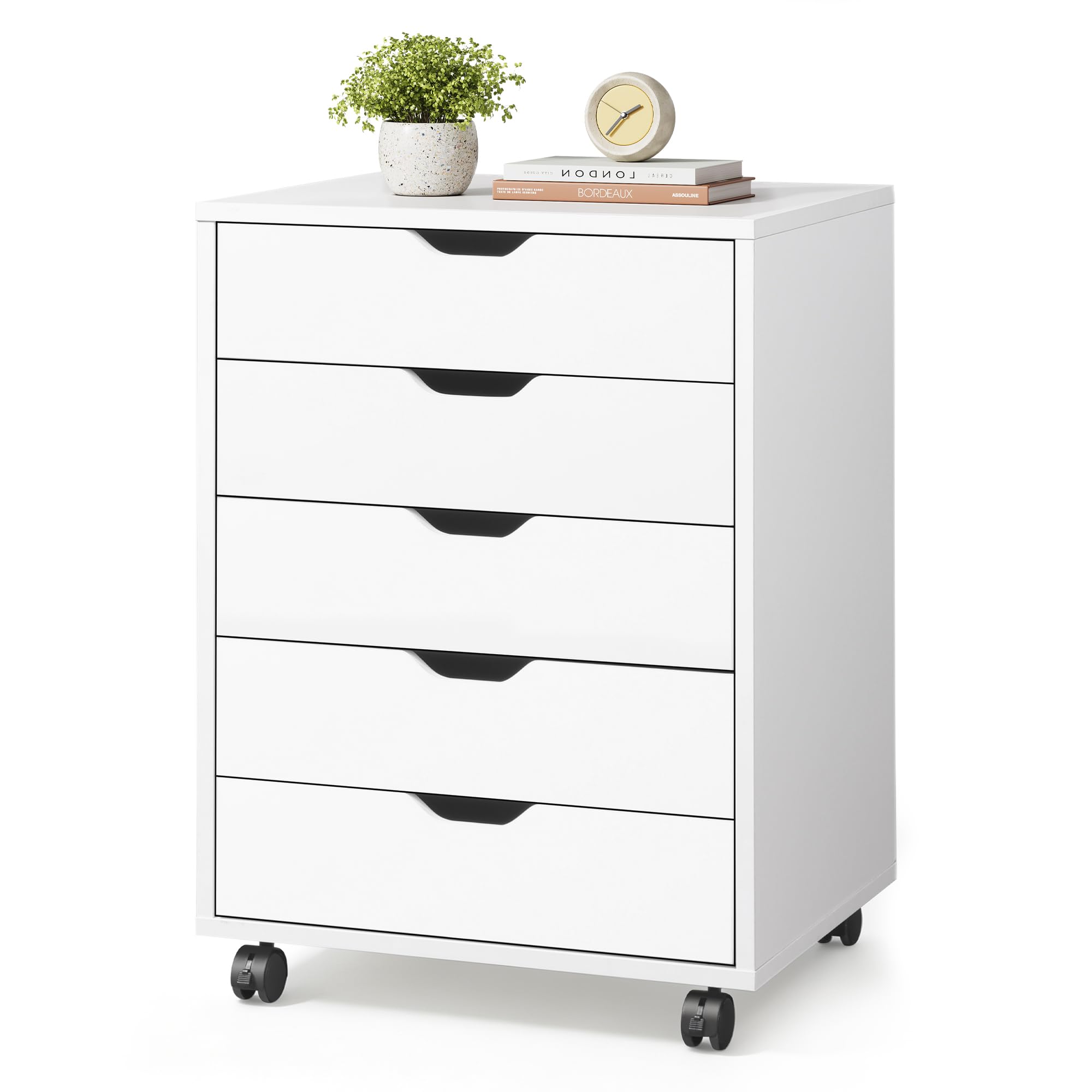 DEVAISE 5 Drawer File Cabinet, Wood Under Desk Drawers Chest White