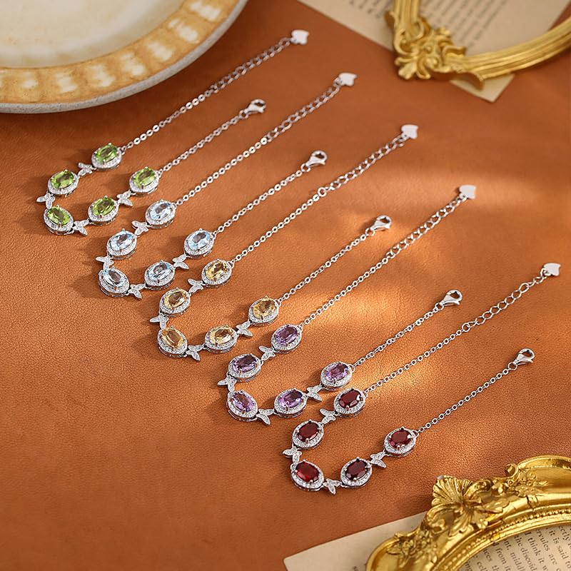 Pulsera De Plata，Pulsera De Mariposa De Cristal Natural Con Incrustaciones De Plata De Ley S925 De Alta Gama Con Cierre De Langosta Ajustable, Joyería Energética Para Mujer.