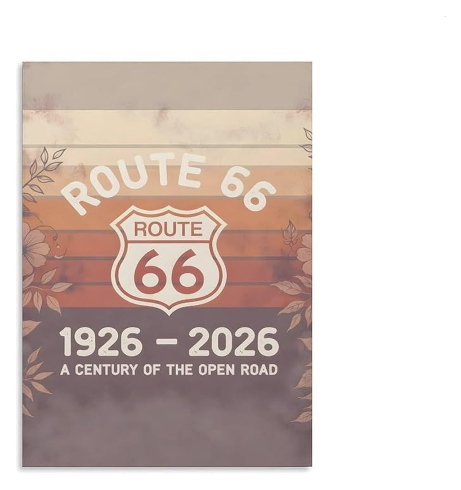 Hsmxneonjb Unframed Vintage Route 66 Sign Poster Centennial Celebration Art Print Rustic Travel Wall Decor For Americana Home Bar Or Man Cave(,08X12inch(20X30cm))