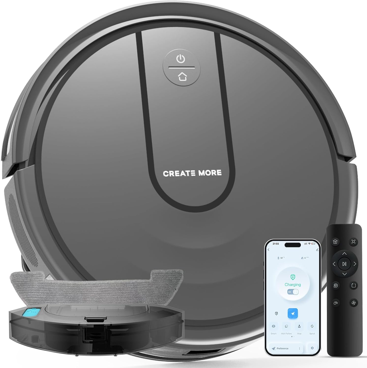 Bagotte Robot Vacuum and Mop with 5000Pa, Robot Vacuum Cleaner with Schedule, 4 in 1 Robotic Vacuum Cleaner,Ultra Slim,Self-Charging,Wi-Fi/Voice/App, Perfect for Pet, Hard Floors, Carpet