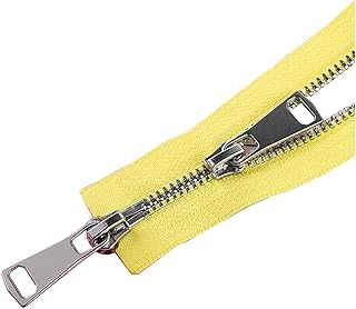 Cerradura, cerradura de nylon cerrada. Cremallera de metal con doble cierre automático, n.° 5, 60-150 cm, 1 unidad, for abrigos y chaquetas, color rojo, 70 cm(Yellow,120cm)
