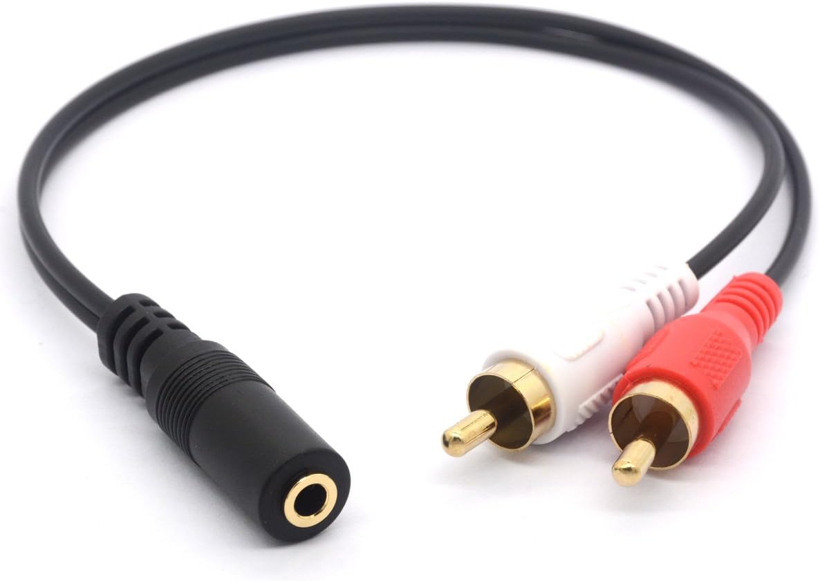 Tomost Gold plated 3.5mm Female to 2 RCA Male Audio Stereo Y Splitter Cable AV Adapter for iPod, iPhone, iPad, smartphones, tablets and mp3 players, Home theater - 30CM (3.5mm Female To 2RCA Male)