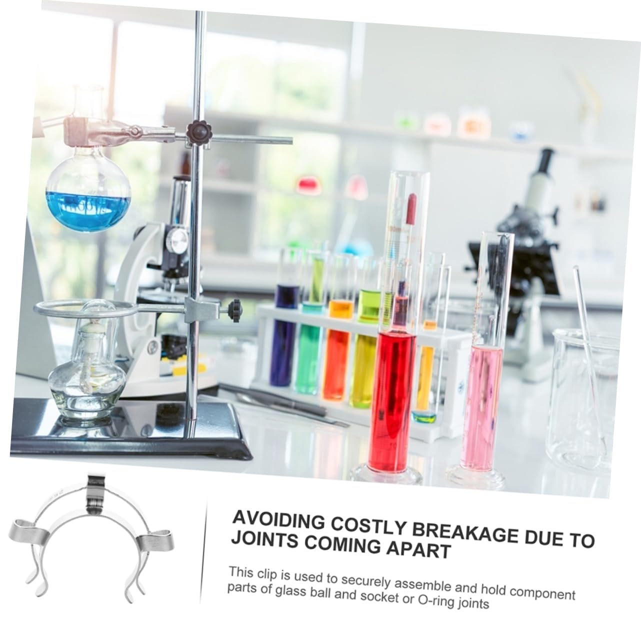 HOMOCONO 8pcs Stainless Steel Bottle Clip for Glass Instruments Taper Joints Clamps Lab Equipment