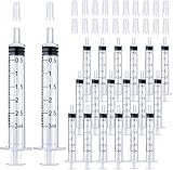 20 Pack 3mL Syringe with Tip Cap for Liquid, 3cc Plastic Syringes with Cover, Non-Sterile, No Needle