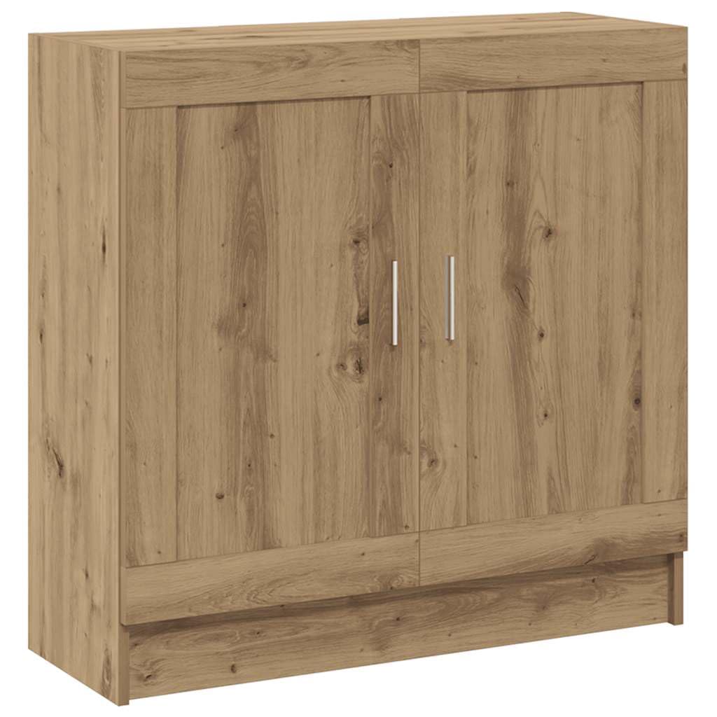 Bücherschrank Artisan-Eiche 82,5x30,5x80 cm, Holzwerkstoff, mit 2 Türen, vielseitige Regaleinheit für Bücher, DVDs, Wohnzimmer, Schlafzimmer