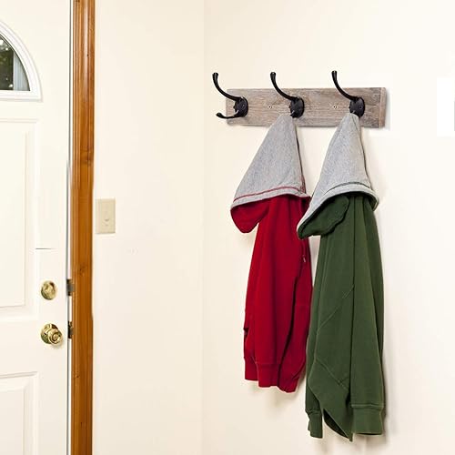 Miniatura 4 de Perchero de pared (4 ganchos), vintage, rústico, perchero para abrigos y sombreros, 4 ganchos de zinc fundido, para la entrada, baño, habitación,