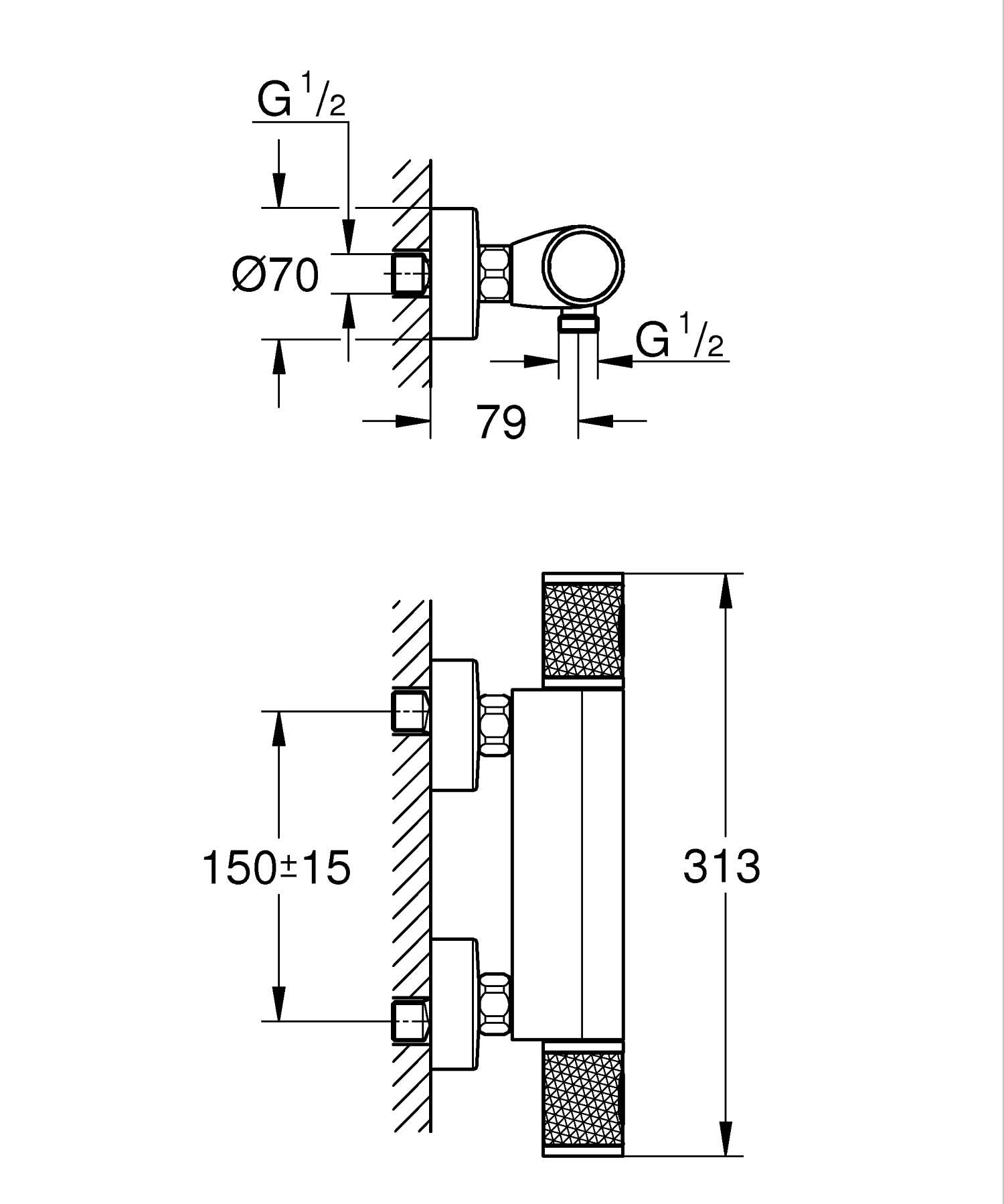 GROHE QUICKFIX, Precision Feel, Miscelatore termostatico per doccia, limitatore di portata GROHE EcoButton blocco sicurezza 38, Cromo, 34790000