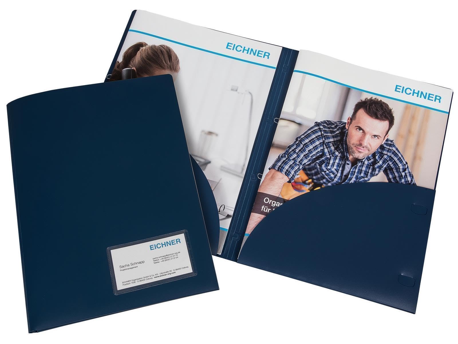 Carpeta de presentación de PP Incluye autoadhesivo bolsillo para tarjetas de visita, 10 unidades), varios colores, color azul