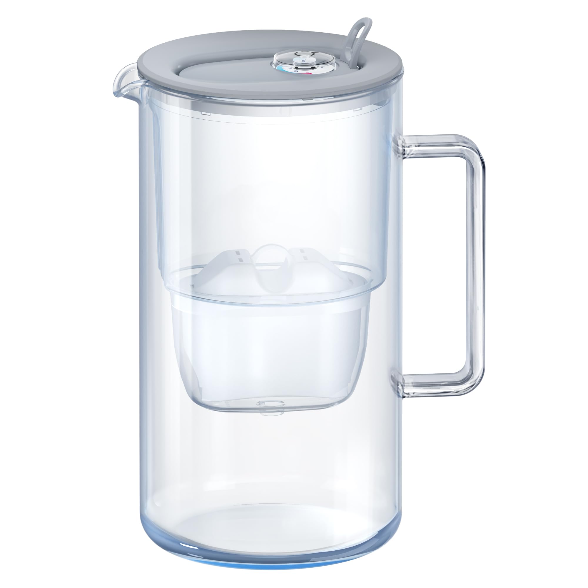 AQUAPHOR Jarra con filtro de agua de cristal gris de 2,5 l con 1 cartucho Maxfor+