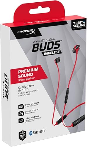 Miniatura 9 de HyperX Cloud Buds - Auriculares inalámbricos Bluetooth, Qualcomm aptX HD, batería de 10 horas, controladores de 0.55 pulgadas, cómodas almohadillas