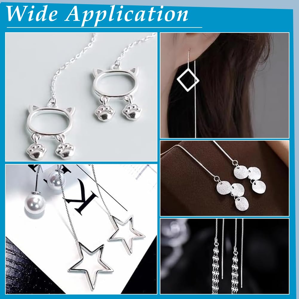 UNICRAFTALE 4 pz Fili per Orecchini Larghi 1mm 80mm 925 catena In Argento Sterling Orecchini Pendenti Fili per Orecchini con Passante Orecchini A Catena con Nappa per La Creazione di Orecchini