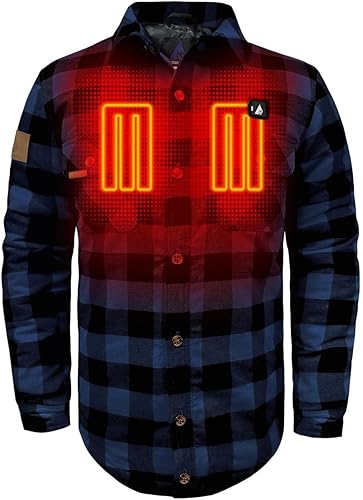 ActionHeat Camisa de franela térmica con batería de 5 V, sistema de calefacción trizona, 3 ajustes de calor, paneles de calefacción integrados