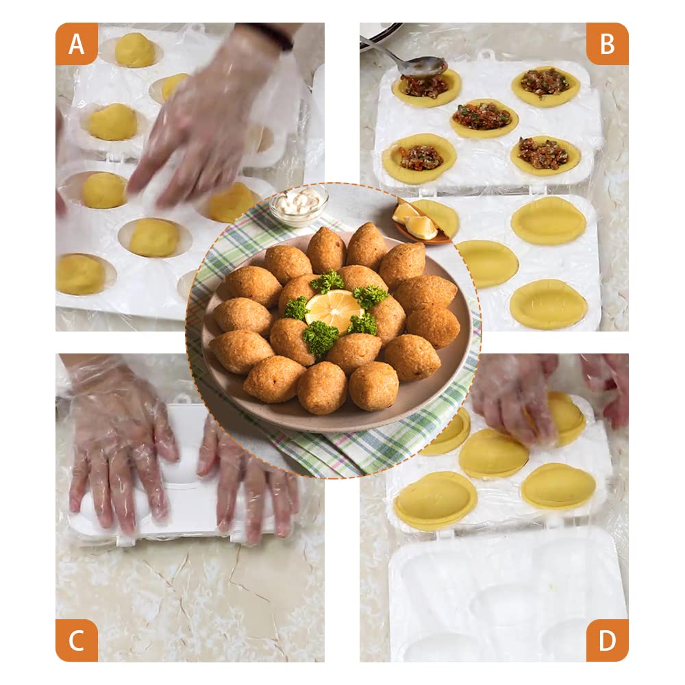 Meatball Mold Kibbeh Press Maker Mold 7.5cm, 5 Grids Meatball Tool, Kitchen Cooking Tools for Making Fried Kibbeh