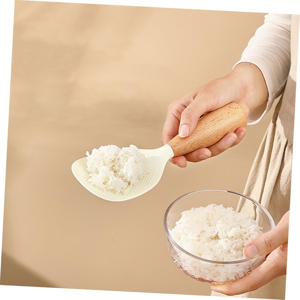 Set di 2 cucchiai da riso in silicone, antiaderenti, resistenti al calore, ideali per riso, paletta per riso, paletta per riso, paletta per riso, cucchiaio per riso, per riso, purè di patate