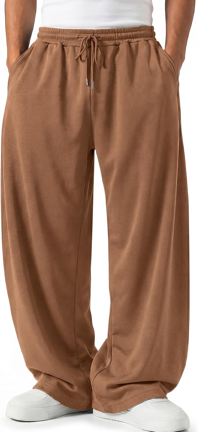 Men's Baggy Sweatpants Wide Leg Lounge Sweat Pants with Pockets