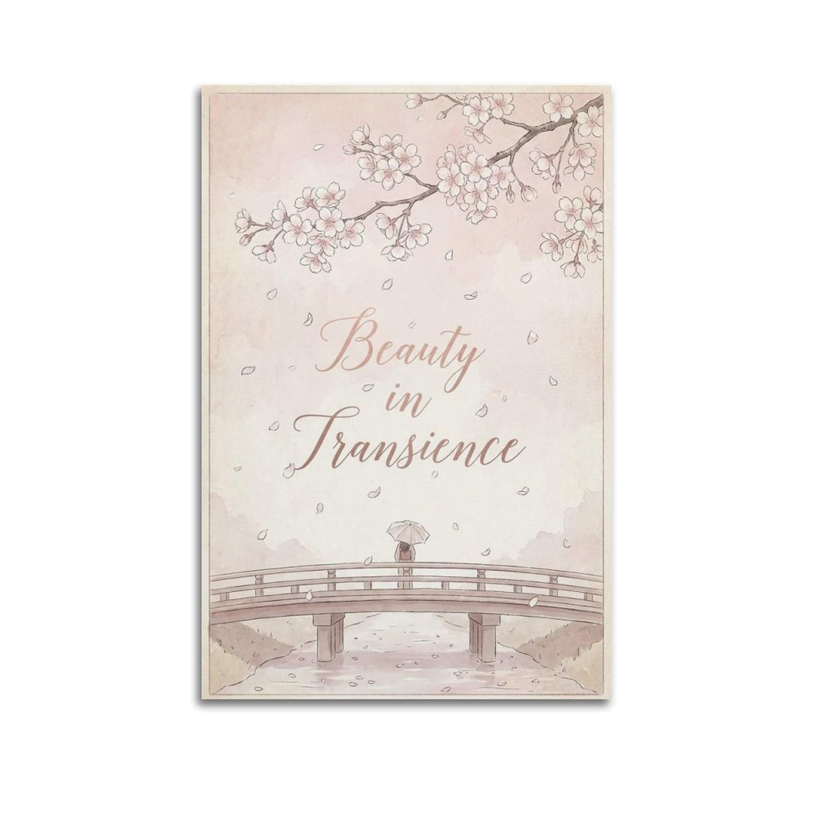 XKUGA Zen Cherry Blossom Poster Transience Bridge Meditation Modern Decorative Canvas Prints - Ideal Wall Art for Family, Man Cave, Game Room, Boys & Girls Bedroom 20x30inch(50x75cm)