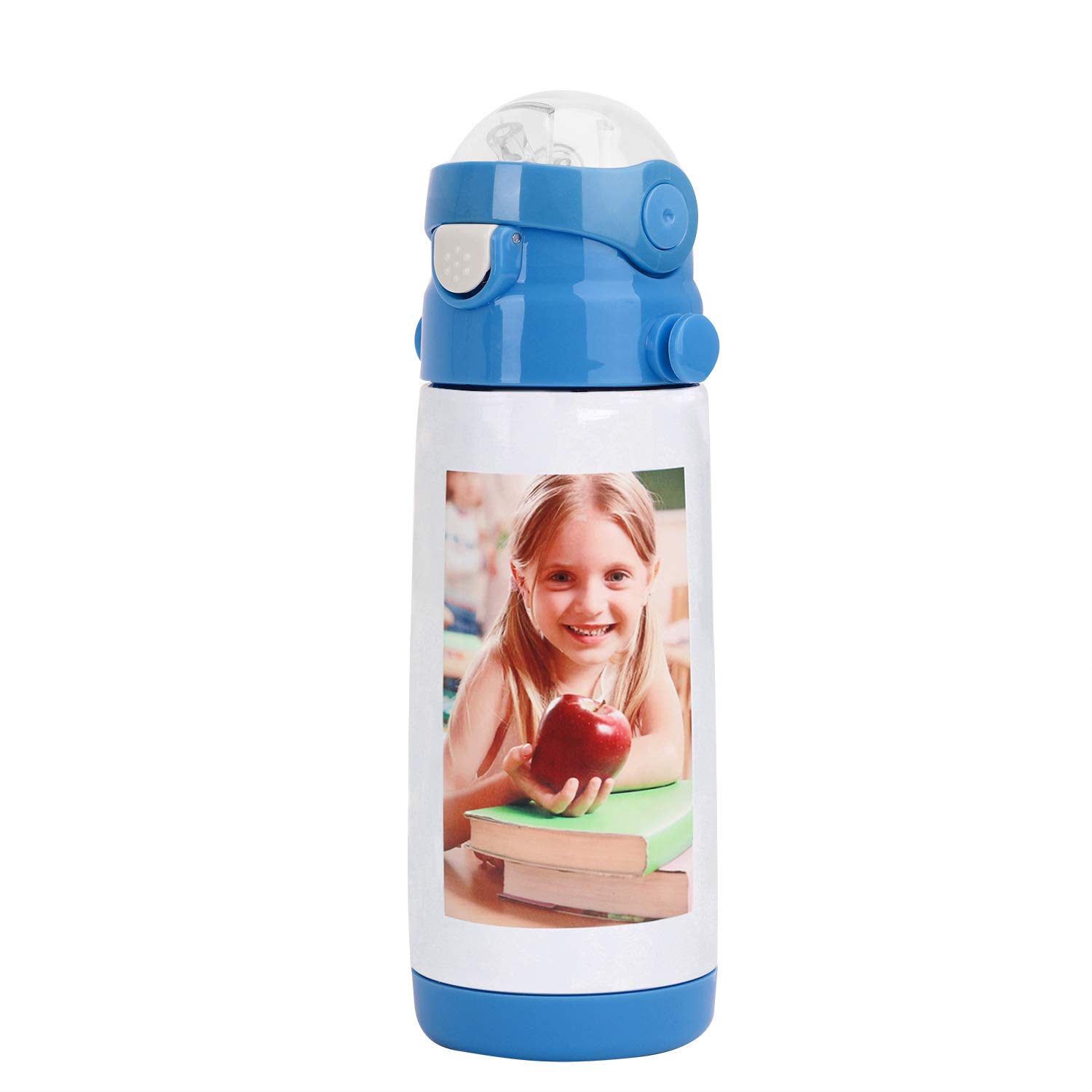 Personalised Kids Water Bottle Add Any Photo/Text, Custom Stainless Steel Straw Bottle 350ml School Picnic Outdoor Sports Bottle Vacuum Cup Customised Gift for Birthday Christmas