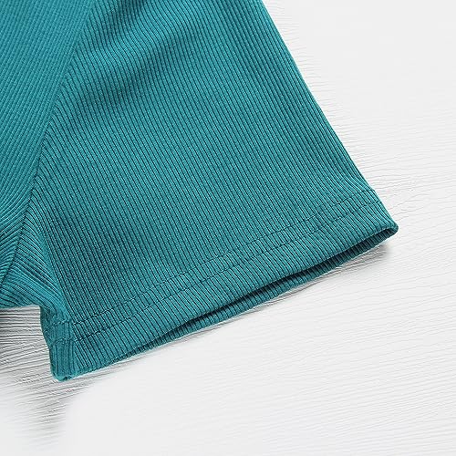 Image of Roselux Women's Summer Scoop Neck Short Sleeve T-Shirts Ribbed Knit Slim Fitted Casual Basic Top
