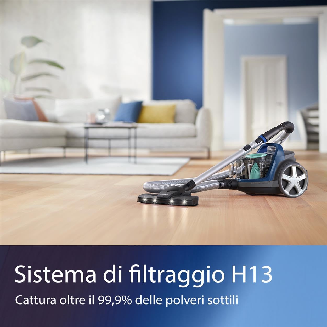 Philips 5000 Series Aspirapolvere Senza Sacco - Motore Da 900 W, Tecnologia PowerCyclone 7, Filtro Allergy H13, Spazzola TriActive LED, Compatto E Leggero (FC9557/09)