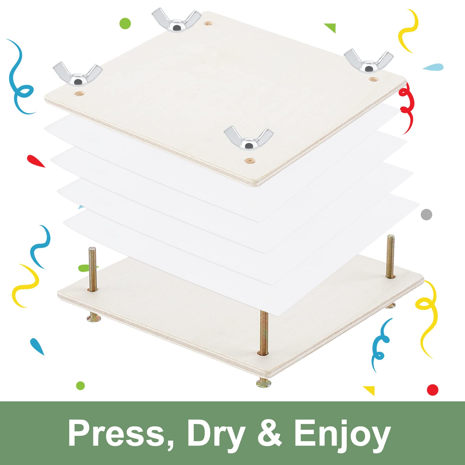 AHANDMAKER Pressa Kit per Fiori In Legno, Set per La Conservazione di Piante e Foglie Da 4x4 pollice per La Produzione di Campioni, Kit Pressa per Fiori Secchi Attività Educativa Fai-Da-Te
