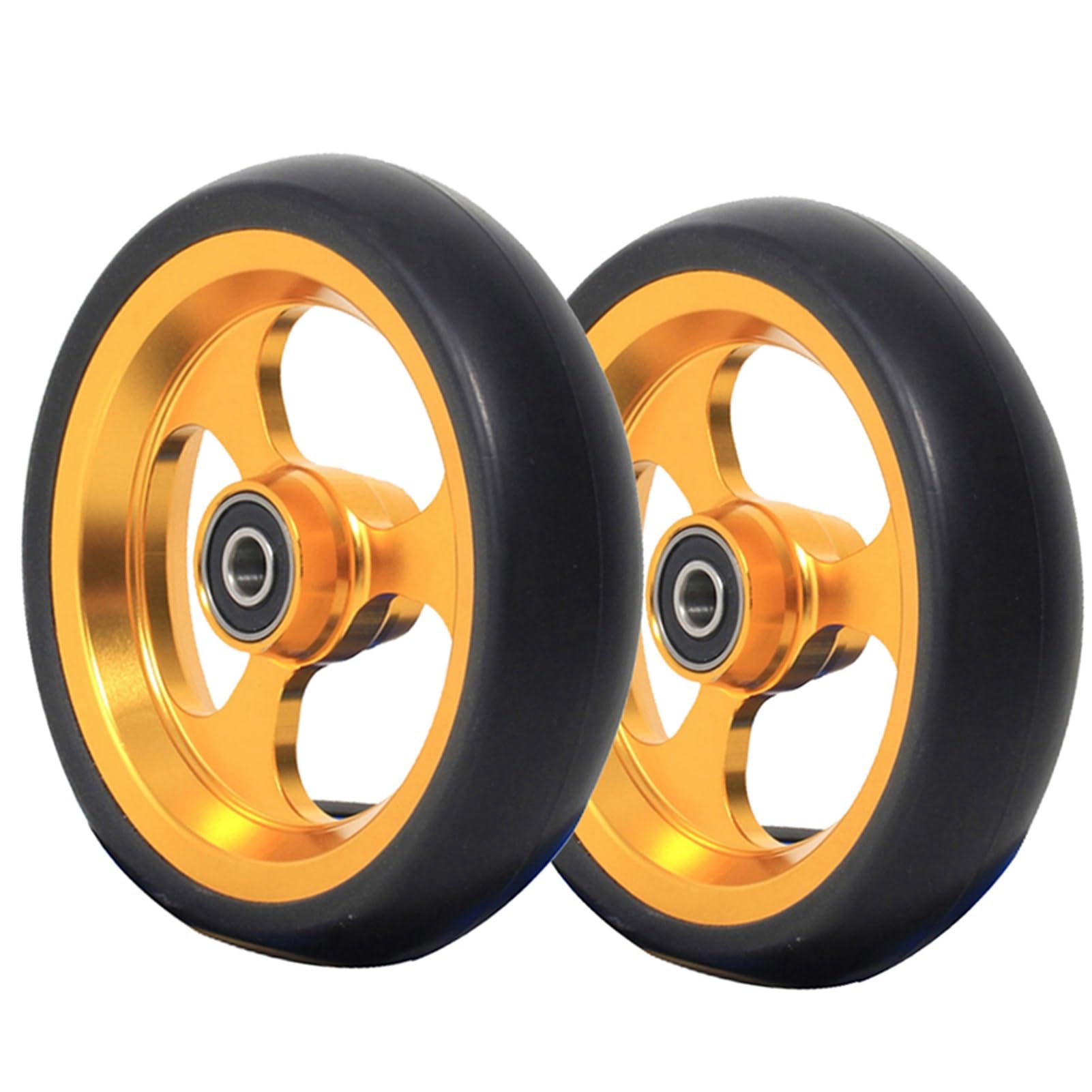 5 Zoll/125mm Rollstuhl-Vorderrad für Sport-Rollstühle, Vorderräder Rollstuhl-Ersatz-Rollen, Aluminium-Naben, 2 Stück (Color : Yellow)