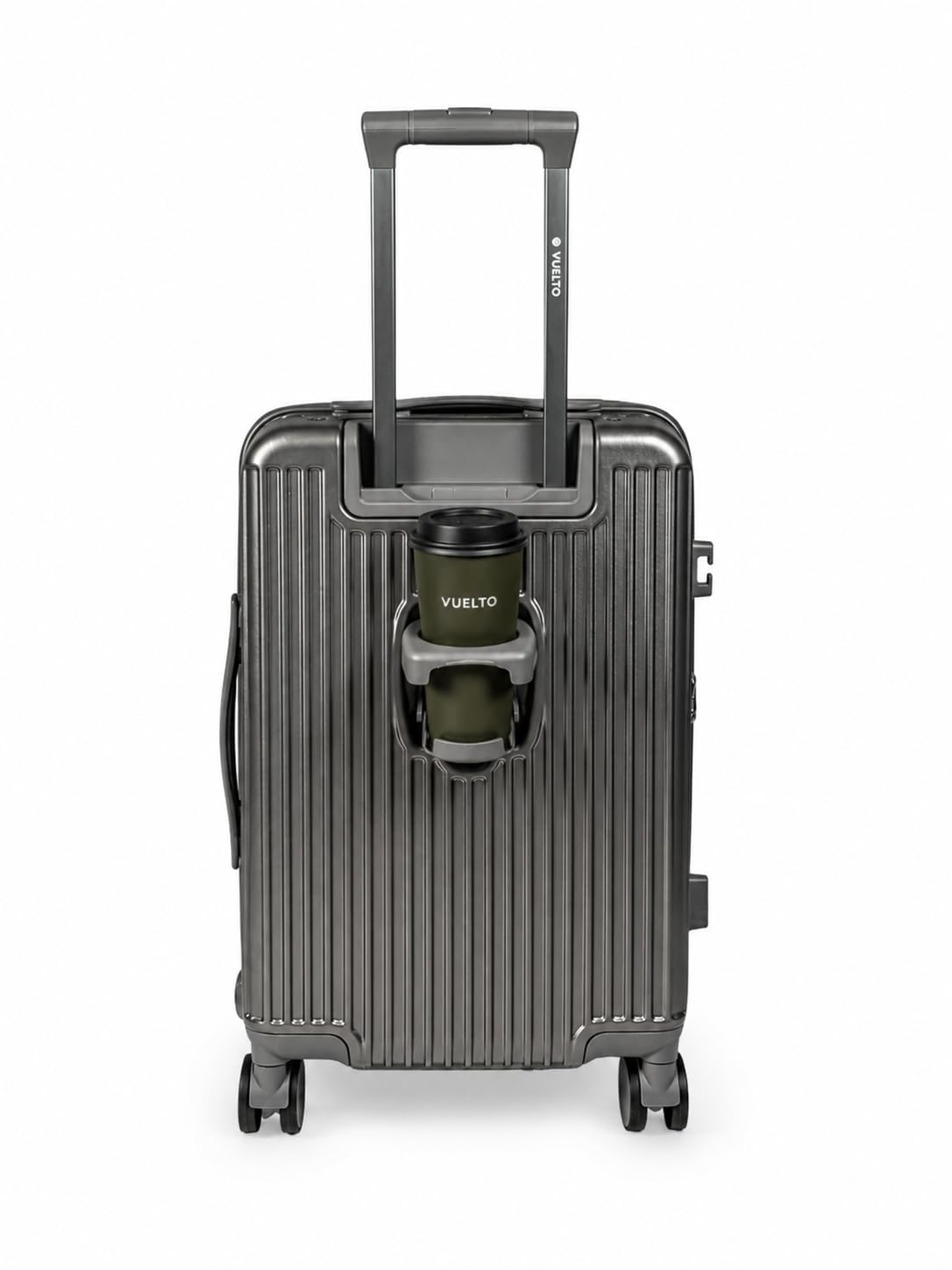 Valise Cabine 55 cm Compatible Avion – Bagage à Main Rigide en ABS, Extensible, avec Serrure TSA – Port USB, Porte-Gobelet, Compartiment Ordinateur – 4 Roues Doubles 360 Gris Anthracite