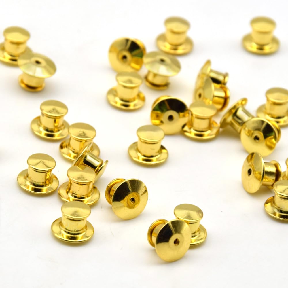 30 Pcs Metal Pin Backs Locks Brooch Pin Backs 10mm Lapel Pin Backs for Enamel Pins Locking Pin Keepers Tie Tack Pin Backs Clasp for Badge (YZ-BJ/Gold)