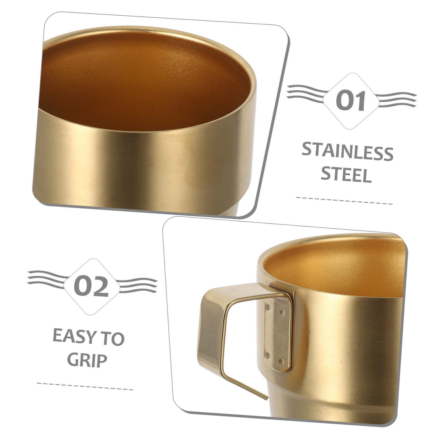 Tazas Apilables de Acero Inoxidable para Doble Pared Aislante con Asa y Soporte Dorado Tazas Térmicas para Café Té y Bebidas Frías para Camping y Uso Doméstico