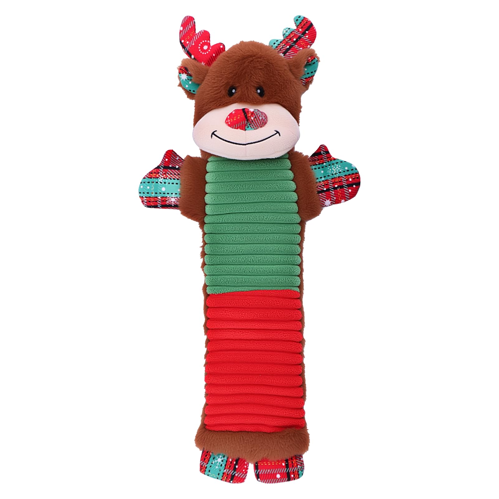 CHAWONER Christmas Dog Toy, Interactive No Stuffing Soft Plush Elk Durable Chew Toy with Crinkle Paper, Birthday for Small Medium Large Dogs