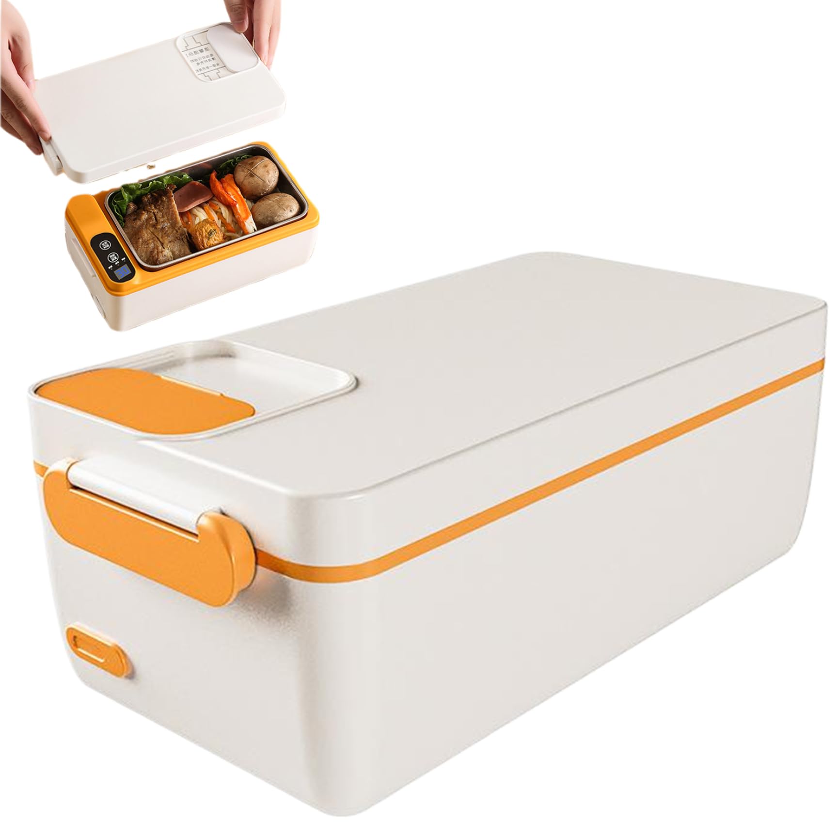 Gcroet Self Heating Lunch Box 1L Large Capacity Electric Lunch Box with Stainless Steel Container Rechargeable with 3200mAh Battery Heated for Students Travel