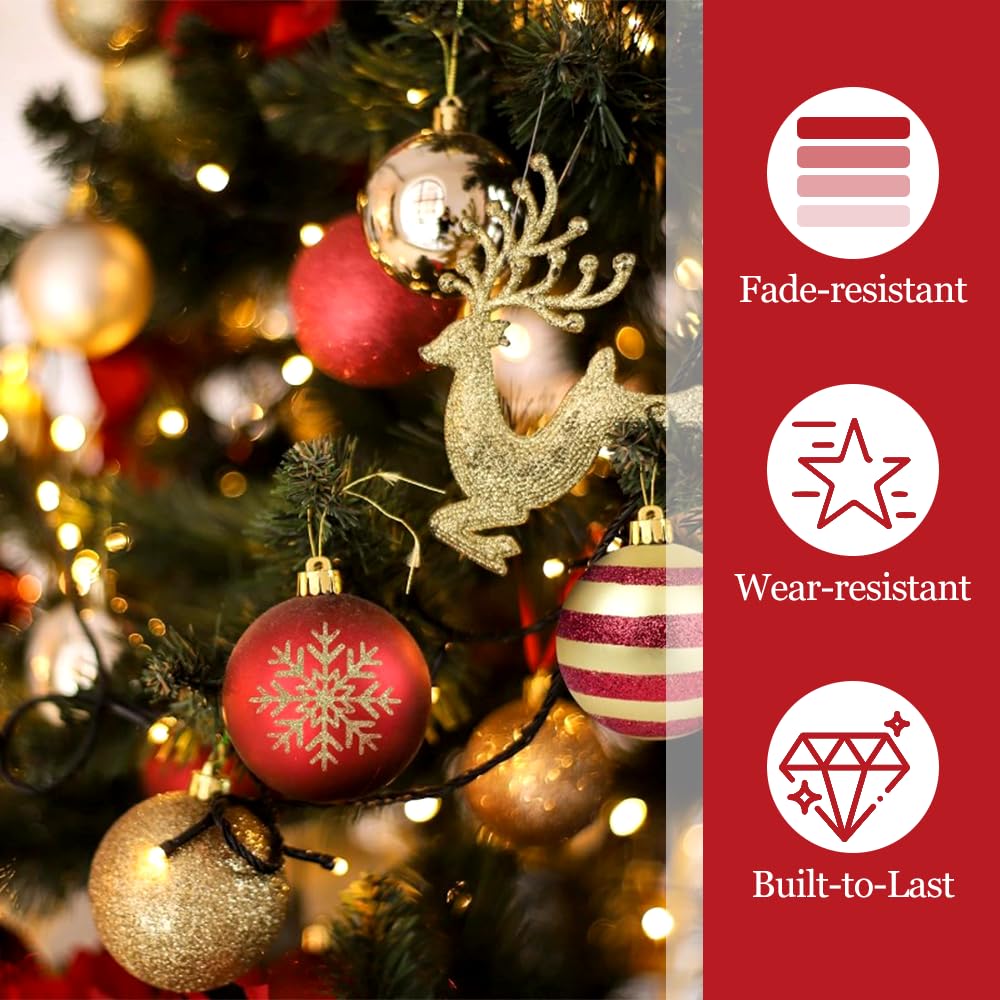 Palline di Natale Infrangibili, 50 Pezzi Palline da Appendere per Decorazioni con Cordino, Ornamenti Albero di Natale, per Feste di Compleanno per Interni ed Esterni, Matrimoni, Natalizie