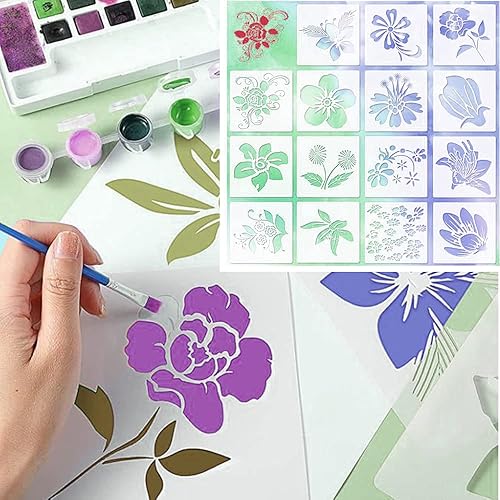 Miniatura 2 de 15 plantillas de plástico con temática de primavera, plantillas de dibujo de rosas y peonías, plantillas de manualidades reutilizables, plantillas