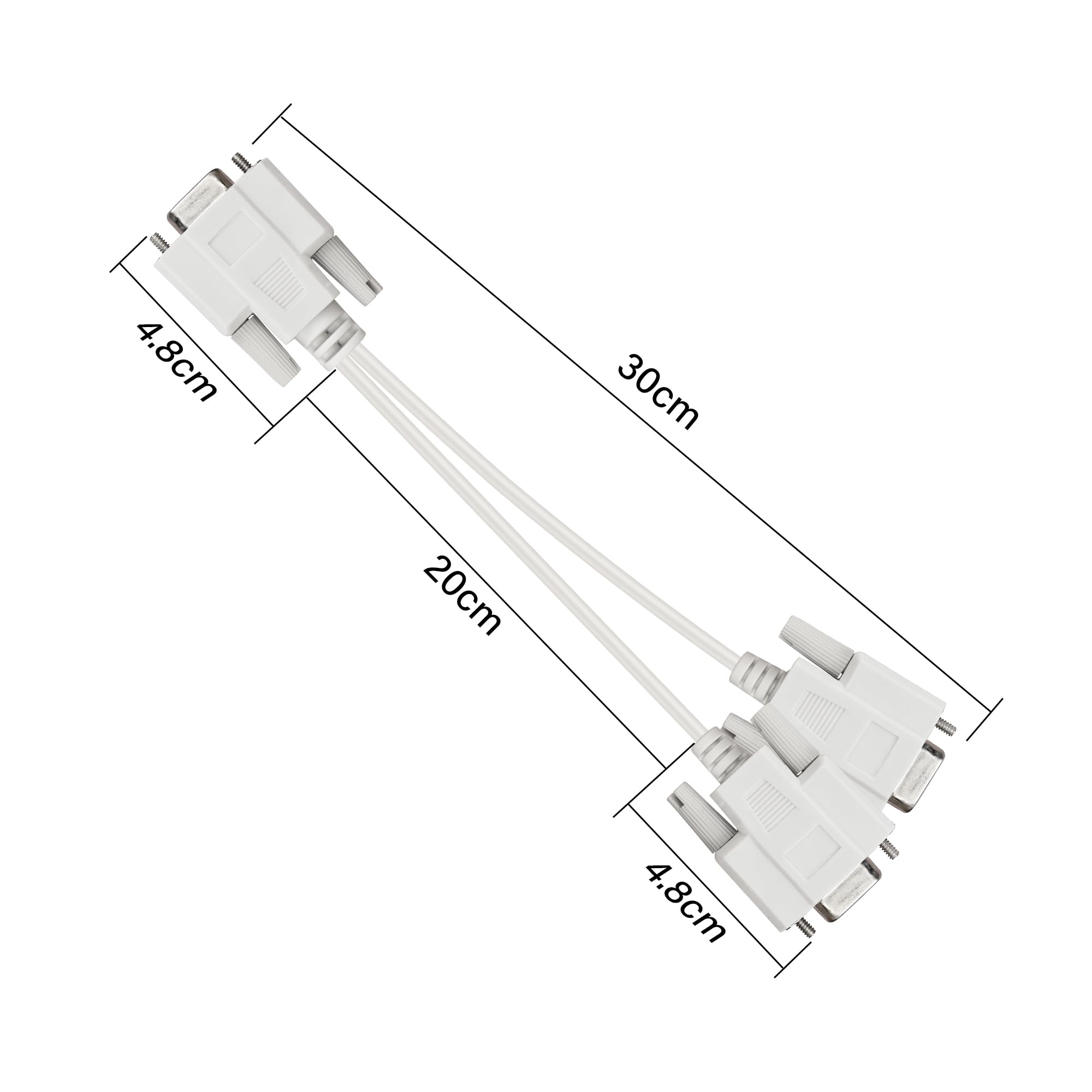 DB9 Y Splitter Cable DB9 9 Pin 1 femmina ale a 2 femmine Rs232 Serial Splitter Adapter Straight-Through Cable per collegare vari dispositivi di interfaccia seriale 30cm
