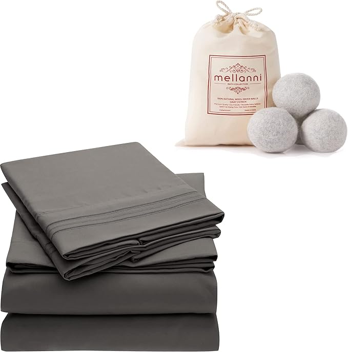 Mellanni Iconic Collection King Gray Bedding Sheet Set