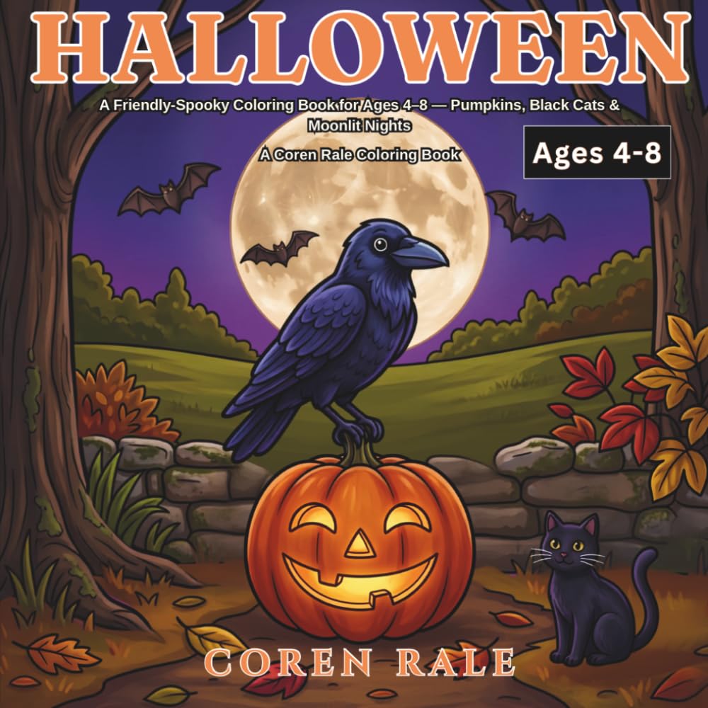Halloween: A Friendly-Spooky Coloring Book for Ages 4–8 — Pumpkins, Black Cats & Moonlit Nights (Coren Rale Seasonal Coloring Books)