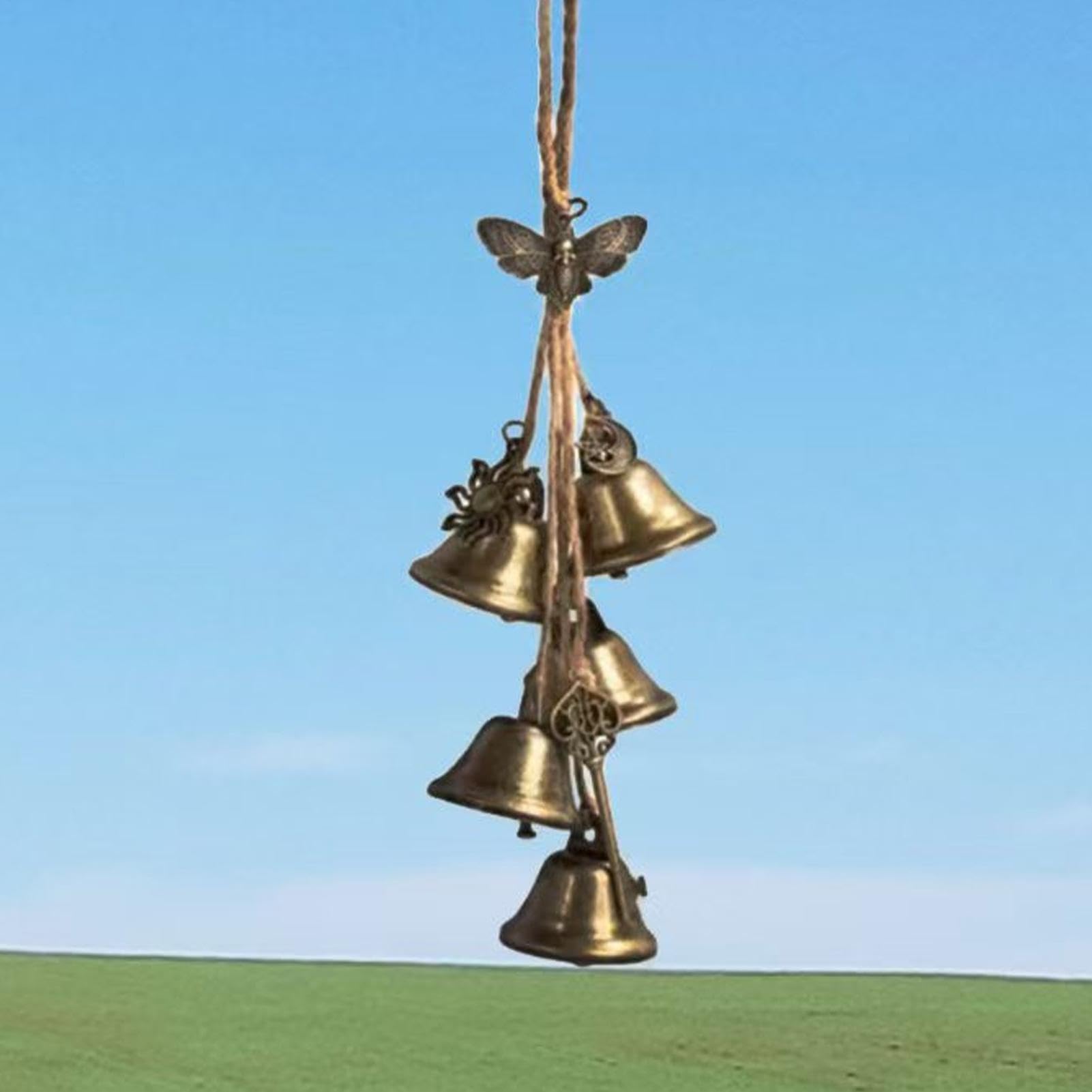 Appendiabiti rustico per campanello per porta, campanelli per streghe per maniglia della porta,Cancella le campane delle streghe di energia negativa - Campane delle streghe trasparenti con energia neg