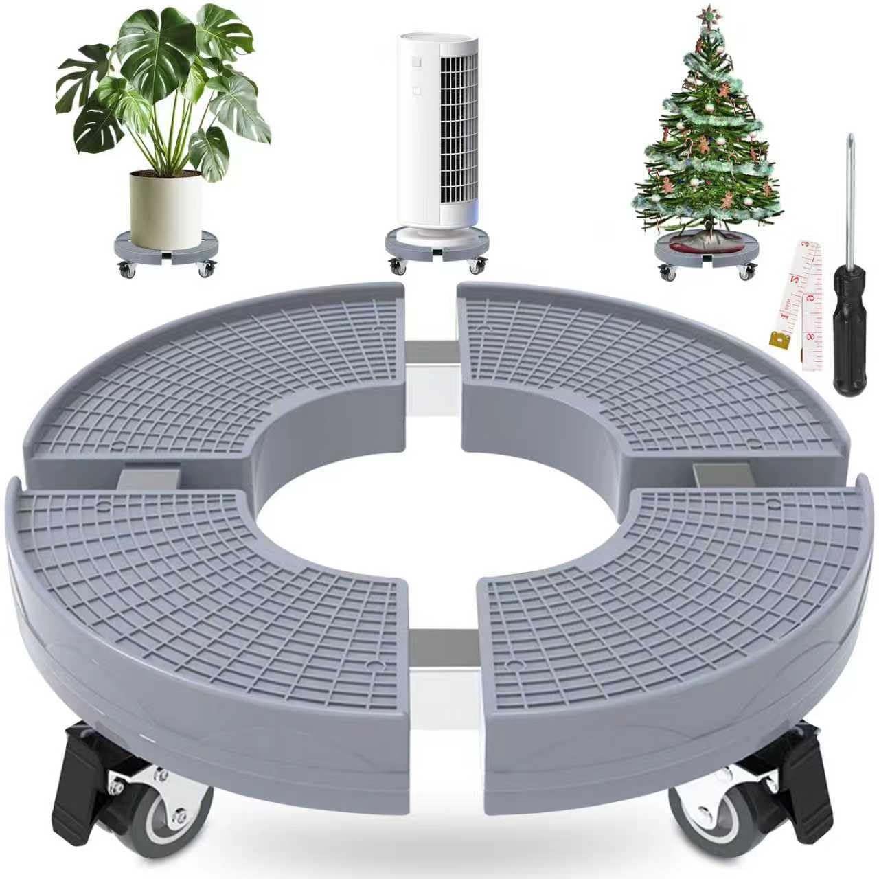 Raxfekro Chariot pour plantes réglable de 38 à 50 cm, capacité de charge de 200 kg, soucoupe avec roulettes et frein, convient pour pots de fleurs, climatiseurs, etc