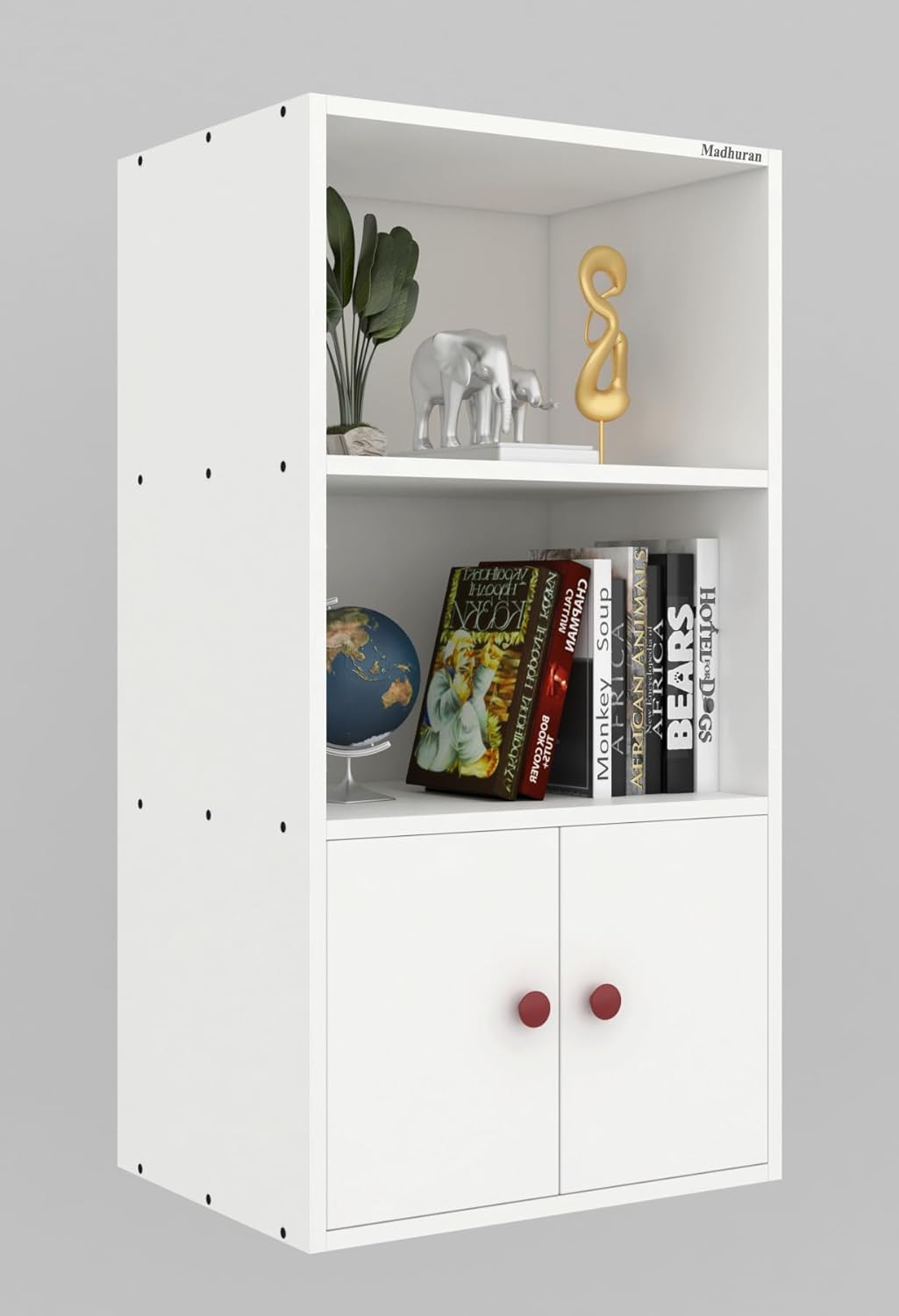 Madhuran Rico Engineered Wood Free Standing Almirah 2 Door Bookcase Organizer (21x11x40 Inches White) Home Bedroom Living Room Office Cabinets Wardrobe Kitchen Clothes Storage Madhuran Rico Engineered Wood Free Standing Almirah 2 Door Bookcase Organizer (21x11x40 Inches White) Home Bedroom Living Room Office Cabinets Wardrobe Kitchen Clothes Storage