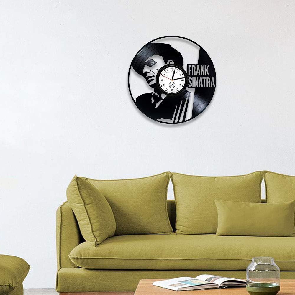 Frank Sinatra 12 inch Vinyl Wall Clock, Black, Quartz Movement, Frank Sinatra Artwork, Unisex