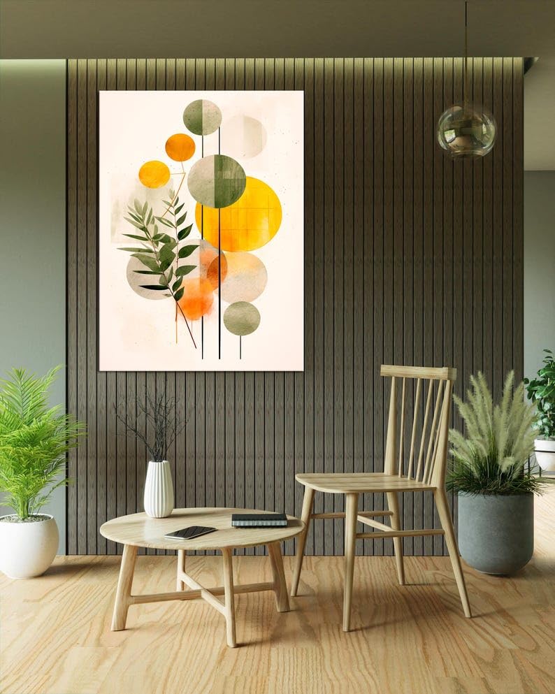Tableau abstrait minimaliste et affiche style milieu du siècle - 2