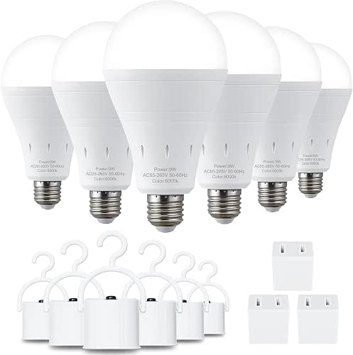 DEBAOBULB 6 Pack Rechargeable Emergency Light Bulbs, Battery Powered LED