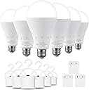 DEBAOBULB6 Pack Rechargeable Emergency Light Bulbs, Battery Powered LED Light Bulb 6000K Daylight E26 120 Volt 9W 60W Equivalent with 1200mAh for Home Power Outage Camping Hurricane