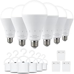 6 Pack Rechargeable Emergency Light Bulbs Battery Powered LED Light Bulb 6000K Daylight E26 120 Volt 9W 60W