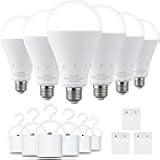 6 Pack Rechargeable Emergency Light Bulbs, Battery Powered Energy Efficient LED Light Bulb 6000K Daylight E26 120 Volt 9W 60W Equivalent with 1200mAh for Home Power Outage Camping Hurricane