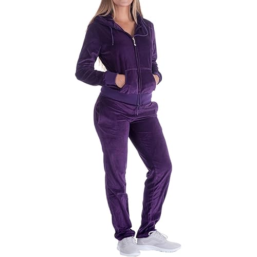 Sweat Suits for Women Set Jogging Workout Active wear Velour Outfits Hoodie and Sweatpants Cute (3XL, Purple) Tracksuits XX-Large Purple