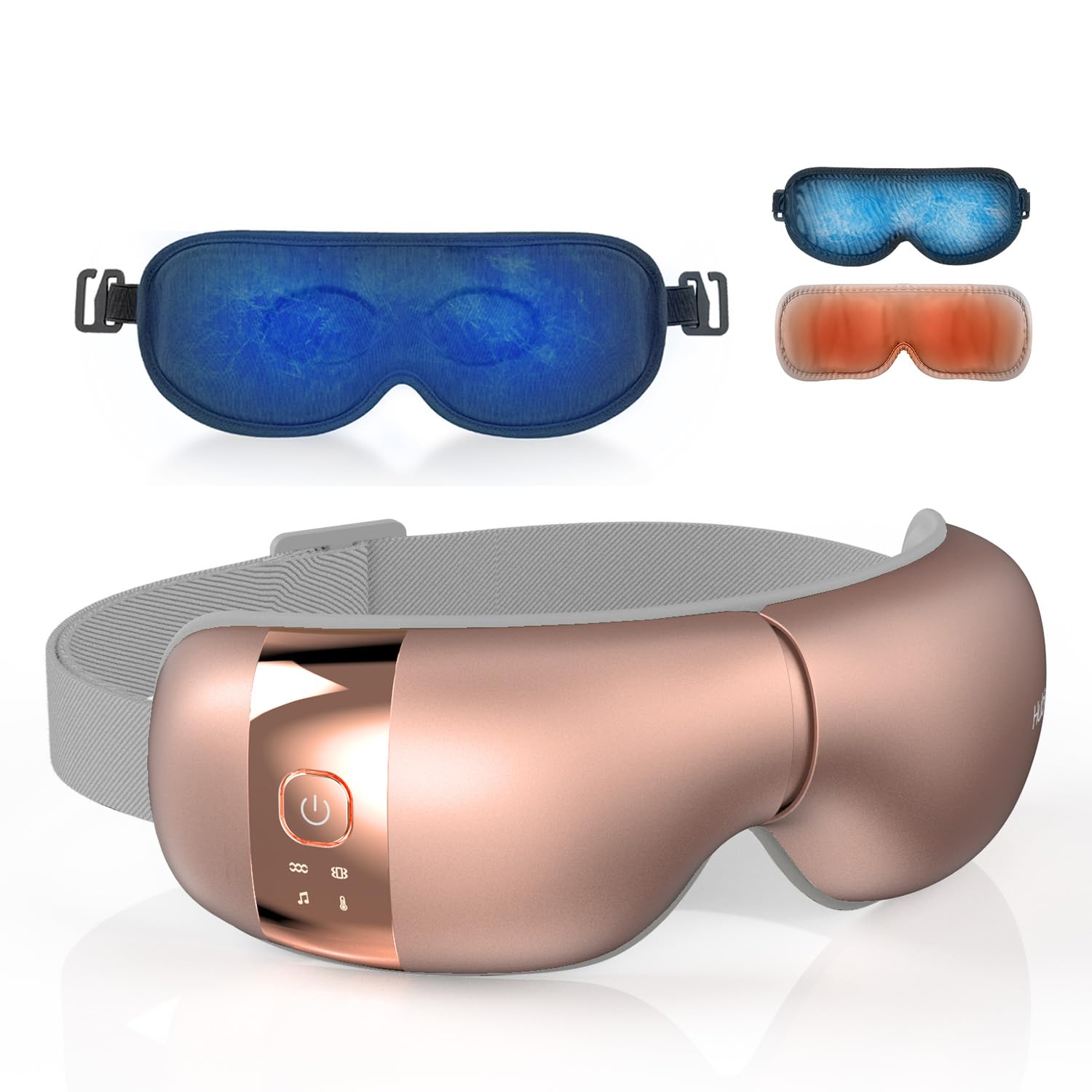 HubiCare Heated Eye Massager with Cooling Gel Mask Rose Gold Relieve Puffy Eyes Dark Circles Eye Strain Migraines