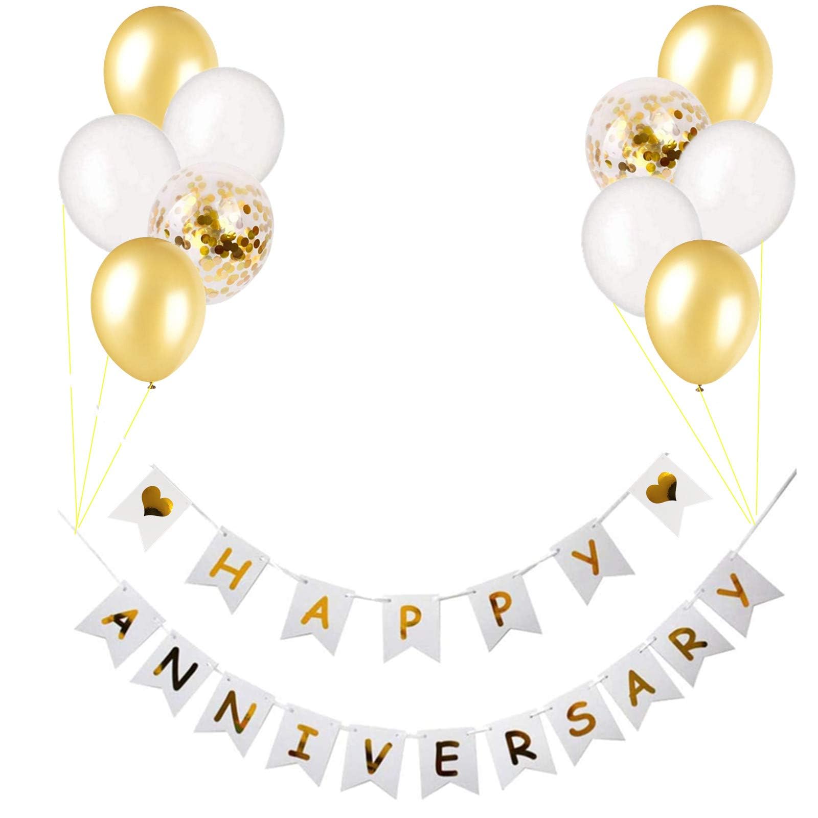 Striscione Auguri Anniversario Glitter Oro Rosa - Ghirlanda Per Matrimoni E Feste - 2