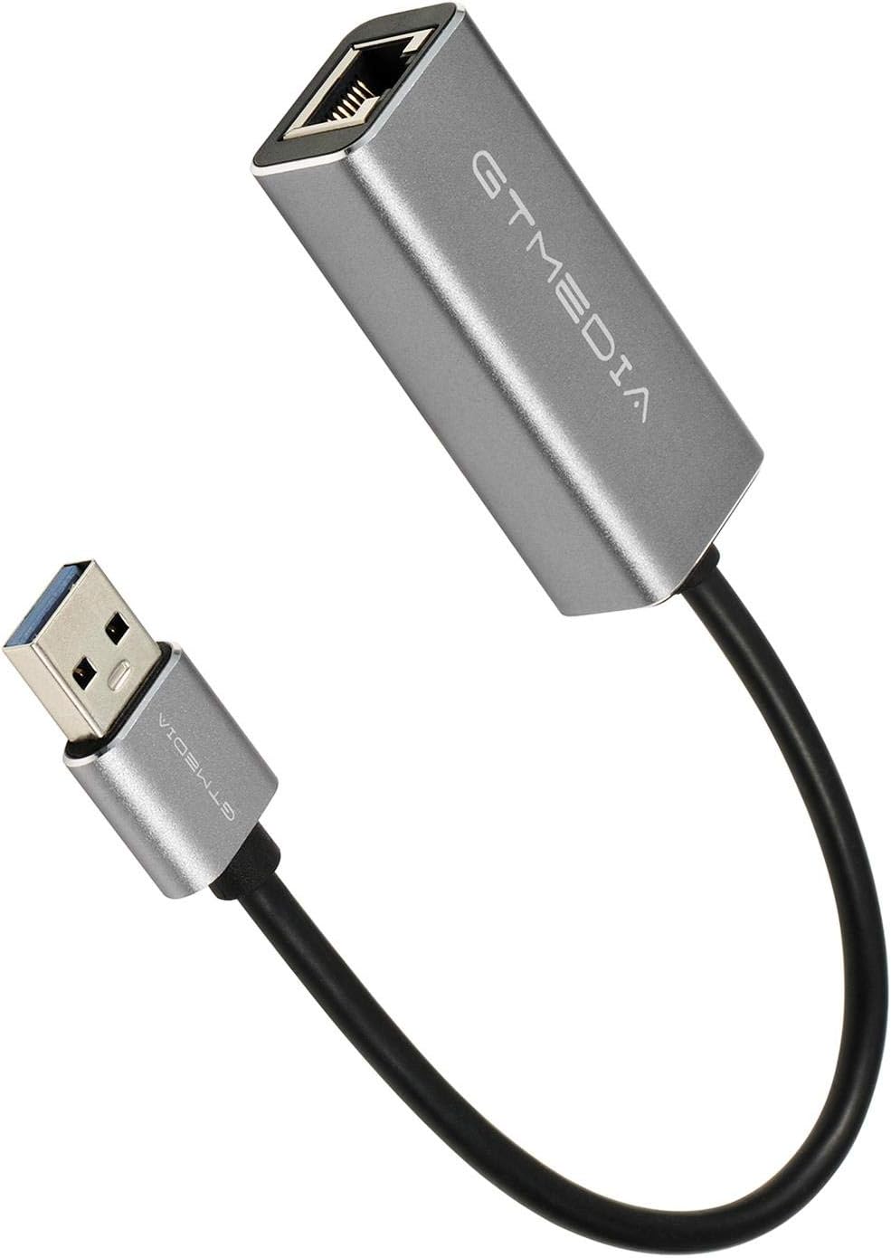 USBA to Ethernet Adapter Gigabit Ethernet Internet Connector USB 3.0 AM to RJ 45 LAN Network Hub 10/100/1000 Mbps Supports Win7 /8/10 Mac OS Linux Vista