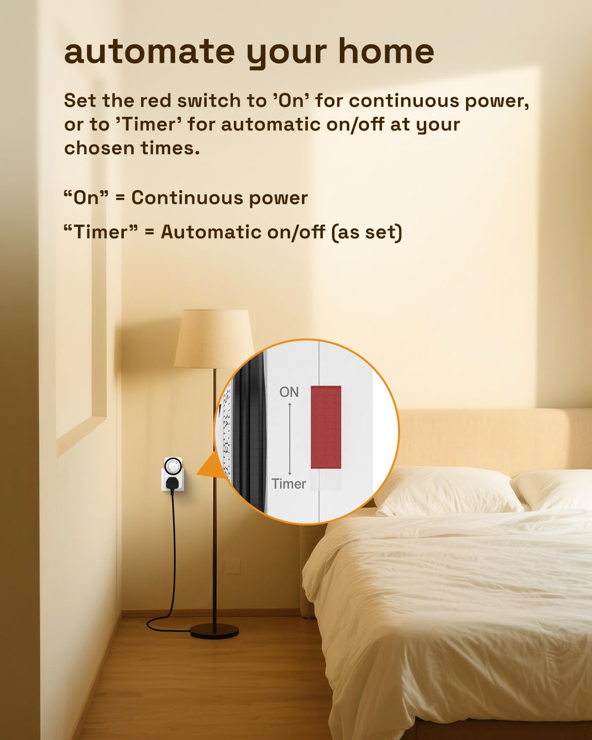 HBN 24 Hour Timer Plug Socket UK,Plug-in Segment Plugs Timers Switch,Programmable Energy Saving Light Switchs for Home Security Light Socket,Lamp - Image 3